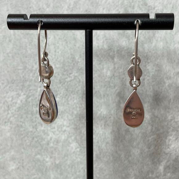 Vintage Acleoni sterling silver lapis drop earrings dangle - Picture 4 of 5